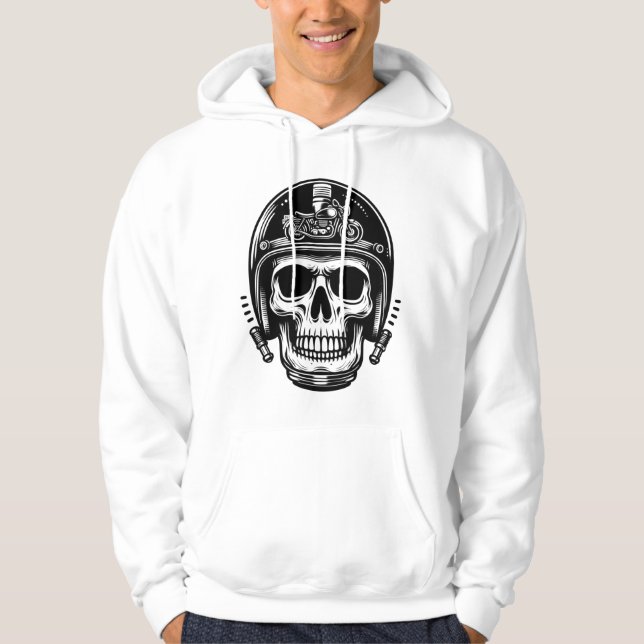vintage motorcyclist skull legend hoodie (Front)