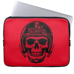 vintage motorcyclist skull legend laptop sleeve