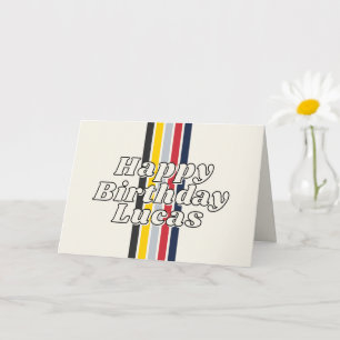 Vintage Motorsport Racing Stripe Name Retro Car Card