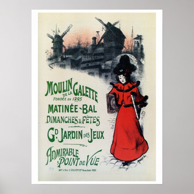 Vintage Moulin de la Galette French art Poster (Front)