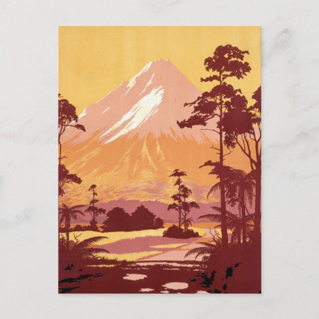 Vintage Mount Egmont New Zealand Travel Postcard (Front)