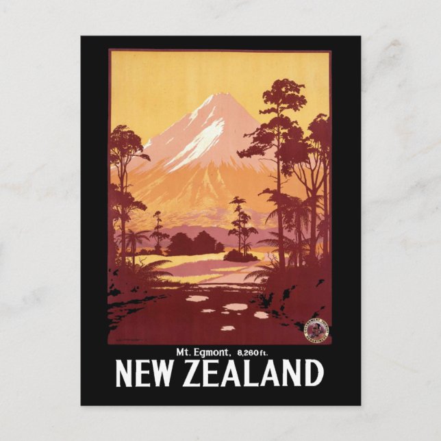 Vintage Mount Egmont New Zealand Travel Postcard (Front)