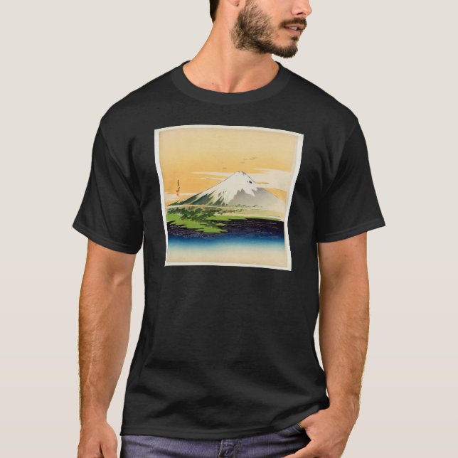 Vintage Mount Fuji Japanese Woodblock Print T-Shirt (Front)