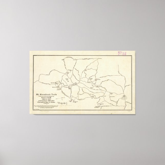 Vintage Mount Monadnock Trail Map (1910) Canvas Print (Front)