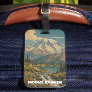 Vintage Mount Rainier National Park Landscape Luggage Tag
