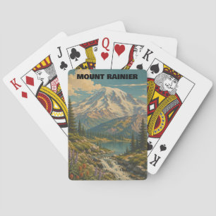 Vintage Mount Rainier National Park Landscape Playing Cards