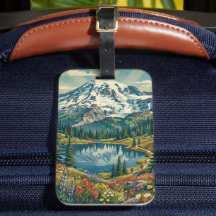 Vintage Mount Rainier National Park Mountains Luggage Tag