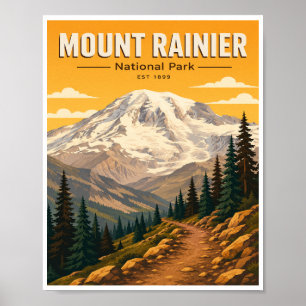 Vintage Mount Rainier National Park Travel Poster