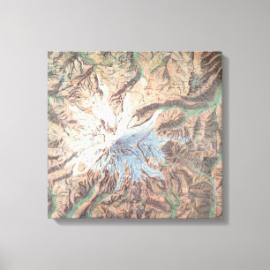 Vintage Mount Rainier Topographical Map Washington Canvas Print