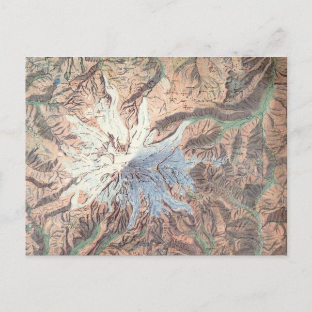 Vintage Mount Rainier Topographical Map Washington Postcard (Front)