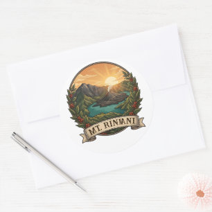Vintage Mount Rinjani Indonesia Volcano Retro Classic Round Sticker