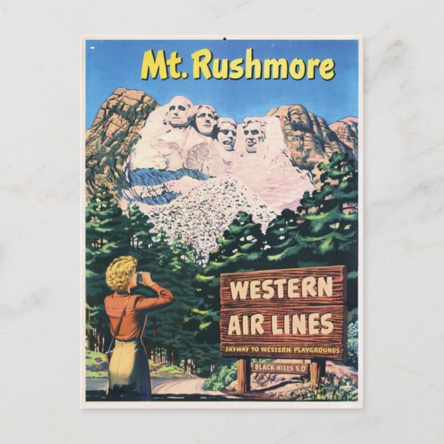 Vintage Mount Rushmore Holiday Postcard (Front)