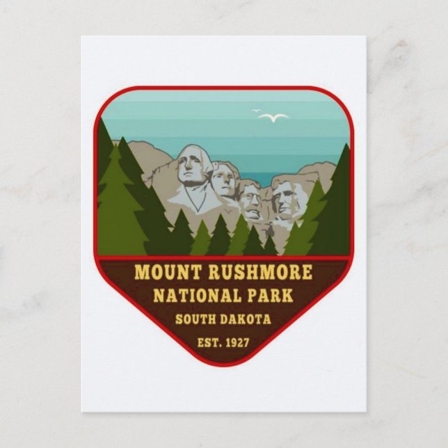 Vintage Mount Rushmore Illustration Postcard (Front)