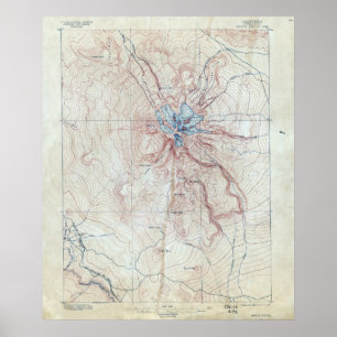 Vintage Mount Shasta Topographical Map Poster