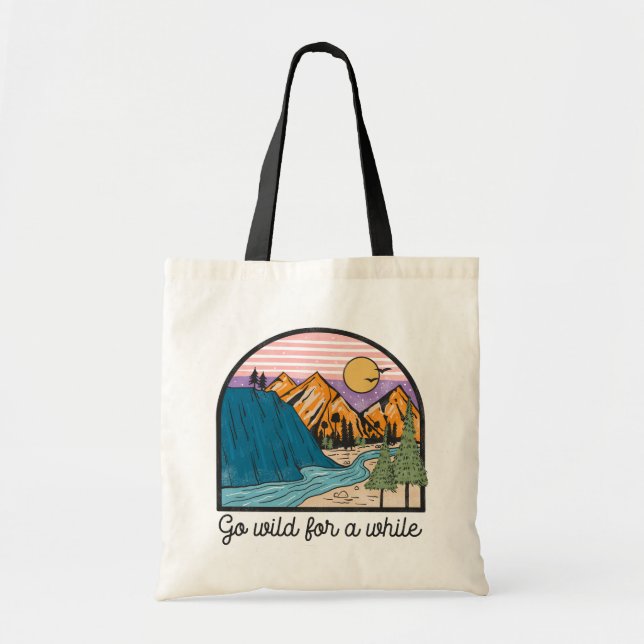 Vintage Mountain Adventure Tote Bag (Front)