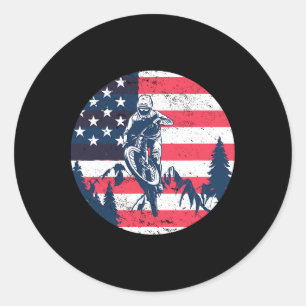 Vintage Mountain Bike I Retro Biking Patriotic Mou Classic Round Sticker