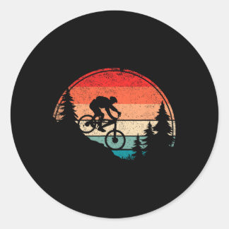 Vintage Mountain Bike Mtb Downhill Biking Cycling Classic Round Sticker