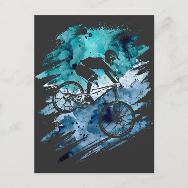 Vintage Mountain Bike Nature Downhill Biking Postcard (Front)