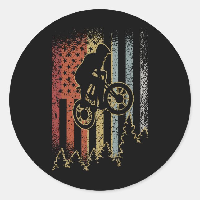 Vintage Mountain Bike Retro Biking  Classic Round Sticker (Front)