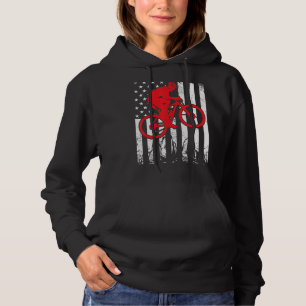 Vintage Mountain Bike Usa American Flag Cyclists Hoodie