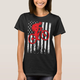 Vintage Mountain Bike Usa American Flag Cyclists T-Shirt
