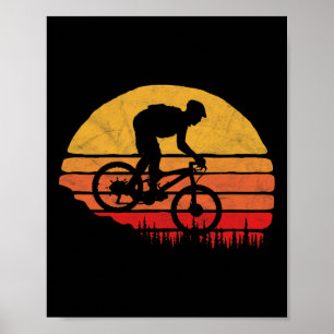 Vintage Mountain Biking Outdoor Retro Sunset Graph Poster