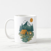 Vintage Mountain Camping Scene Outdoor Adventure