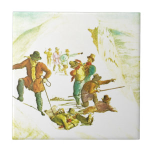 Vintage mountain climbers tile