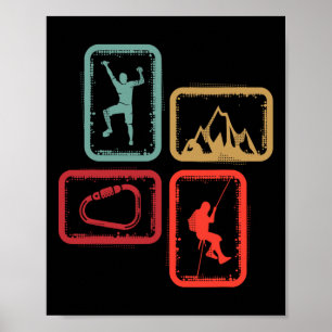 Vintage Mountain Climbing Bouldering Kids Boys Roc Poster