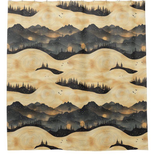 Vintage Mountain Clouds Landscape (1) Shower Curtain (Front)