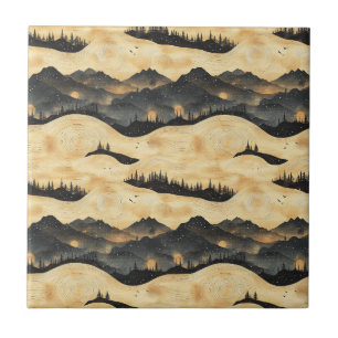 Vintage Mountain Clouds Landscape (1) Tile
