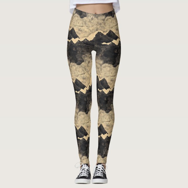 Vintage Mountain Clouds Landscape (2) Leggings (Front)