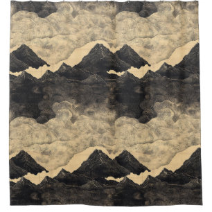 Vintage Mountain Clouds Landscape (2) Shower Curtain