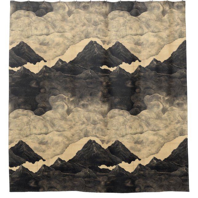 Vintage Mountain Clouds Landscape (2) Shower Curtain (Front)