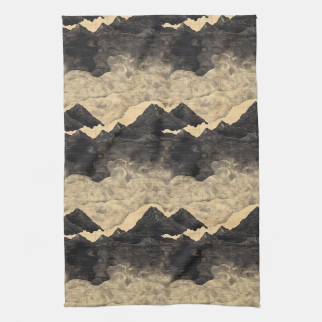 Vintage Mountain Clouds Landscape (2) Tea Towel (Vertical)