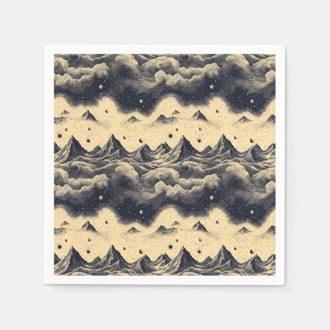 Vintage Mountain Clouds Landscape (3) Napkin (Front)