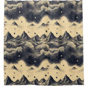 Vintage Mountain Clouds Landscape (3) Shower Curtain