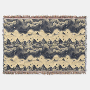 Vintage Mountain Clouds Landscape (3) Throw Blanket