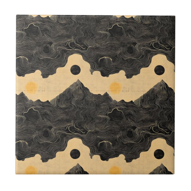 Vintage Mountain Clouds Landscape (4) Tile (Front)