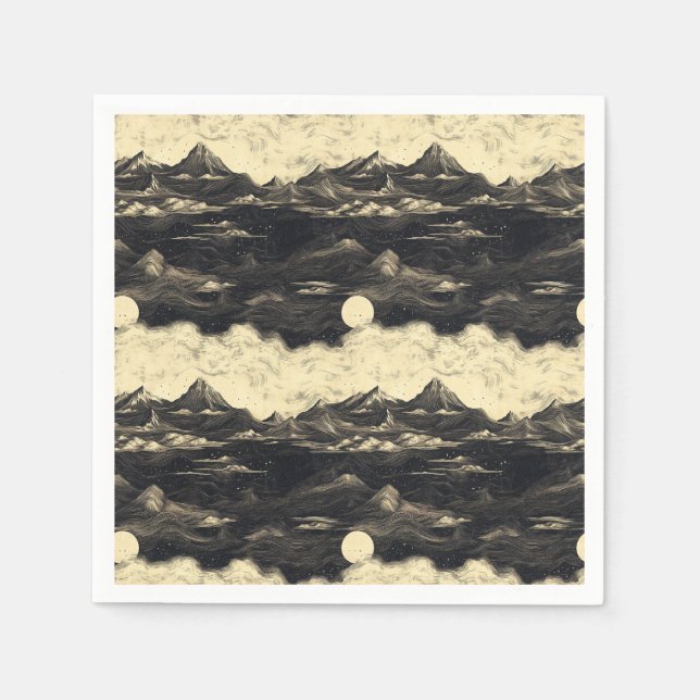 Vintage Mountain Clouds Landscape (5) Napkin (Front)