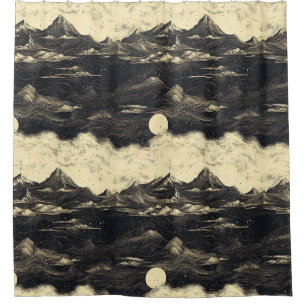 Vintage Mountain Clouds Landscape (5) Shower Curtain