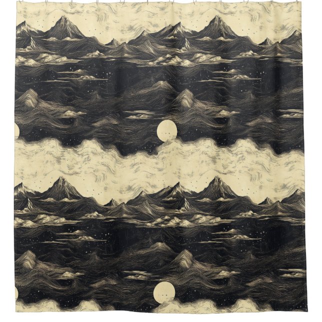 Vintage Mountain Clouds Landscape (5) Shower Curtain (Front)