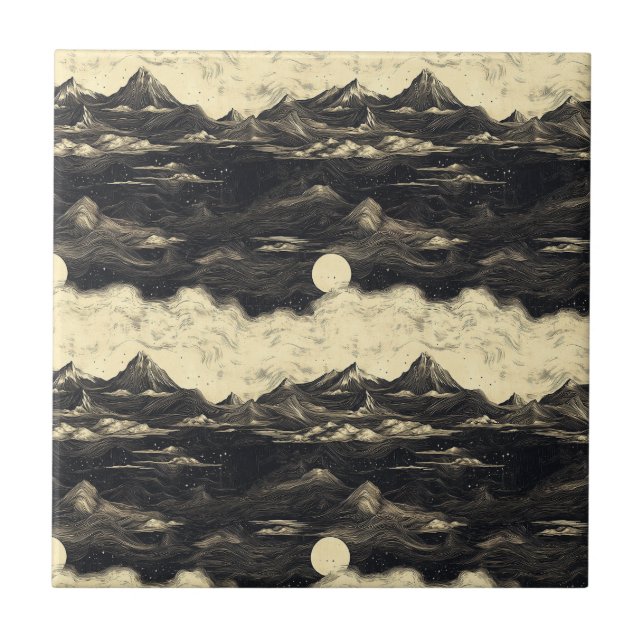 Vintage Mountain Clouds Landscape (5) Tile (Front)