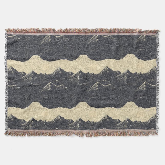 Vintage Mountain Clouds Landscape (6) Throw Blanket (Front)