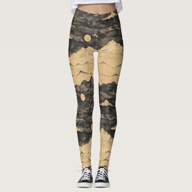 Vintage Mountain Clouds Landscape (7) Leggings (Front)