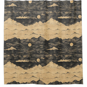 Vintage Mountain Clouds Landscape (7) Shower Curtain