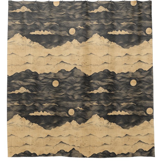 Vintage Mountain Clouds Landscape (7) Shower Curtain (Front)