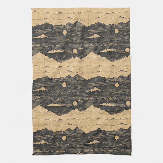 Vintage Mountain Clouds Landscape (7) Tea Towel (Vertical)