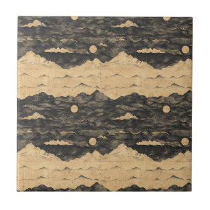 Vintage Mountain Clouds Landscape (7) Tile
