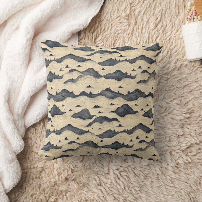 Vintage Mountain Clouds Landscape (8) Cushion (Blanket)